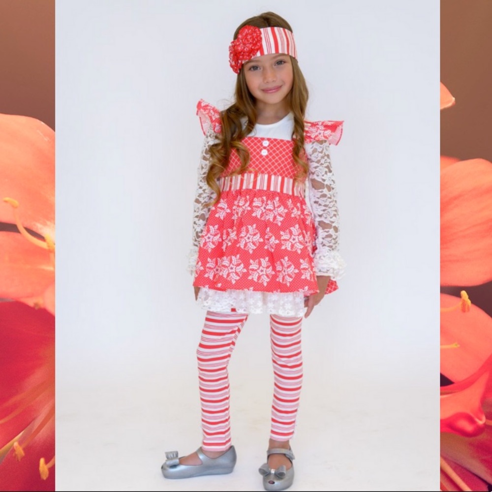 NWT Serendipity Valentines Day Red/ White Outfit